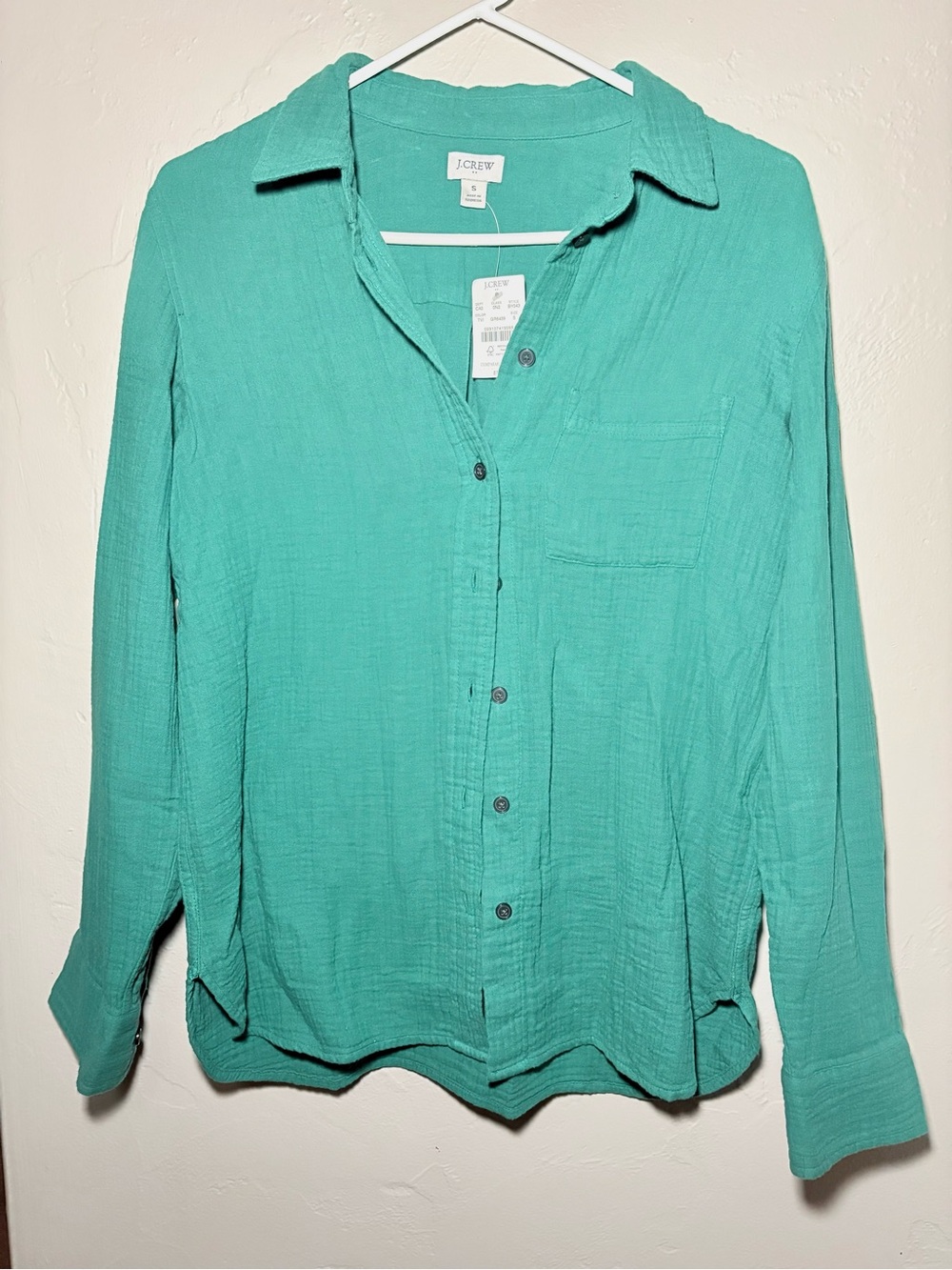 J.Crew Double Gauze Button Down Shirt Green Size S NWT Back To School Flannel